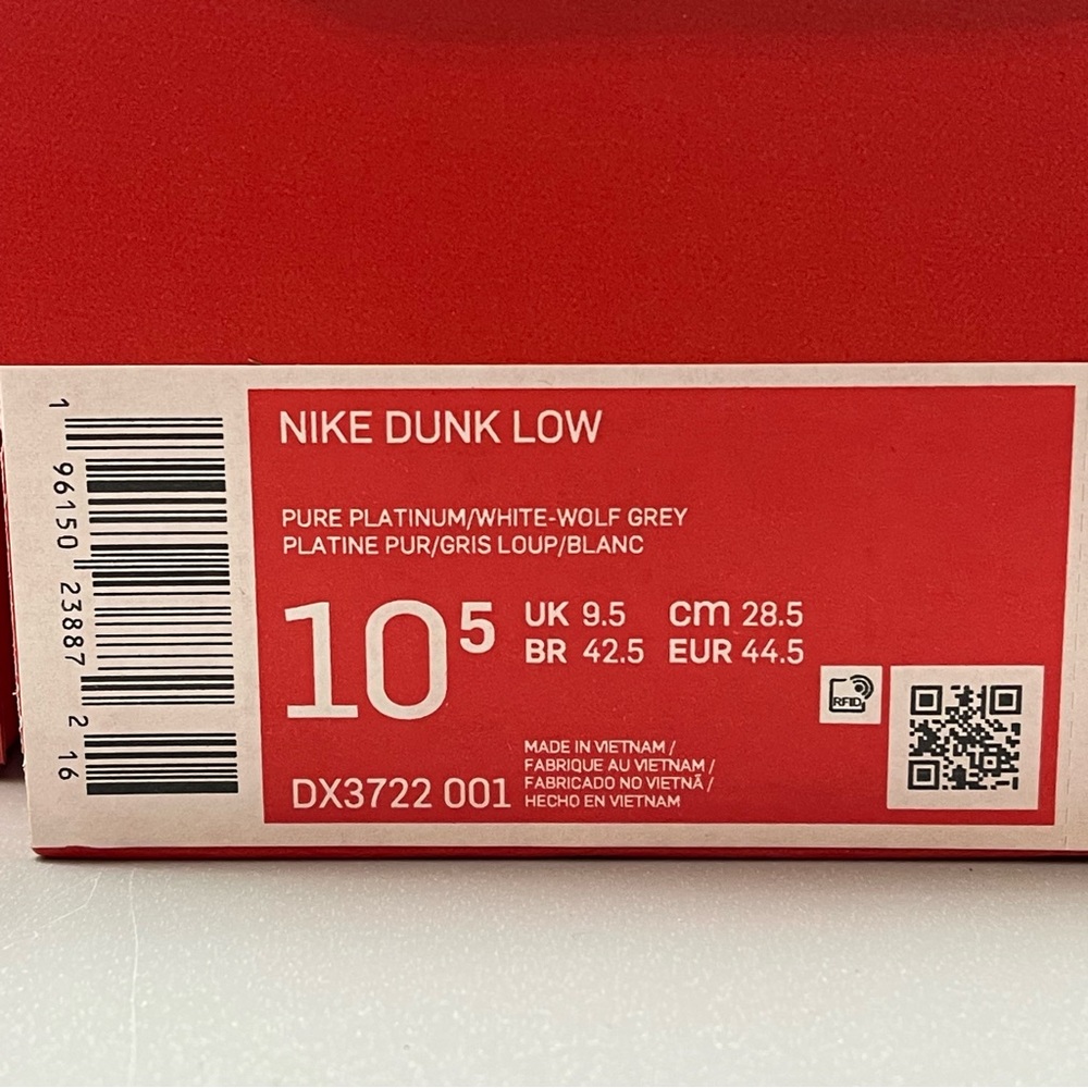 Nike Dunk Low Wolf Grey Pure Platinum Men's Sneaker DS 100% Authentic - Picture 14 of 16
